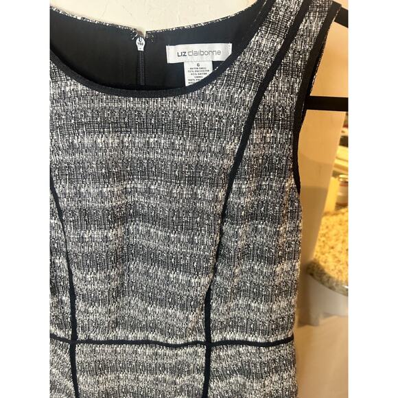 Liz Claiborne Black & White Tweed Sleeveless Dress Size 6 - Picture 4 of 6